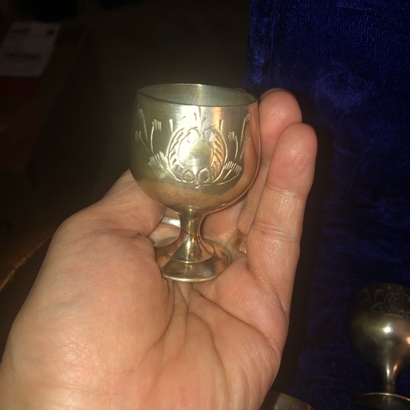 6 Silver Shot Goblets - Picture 3 of 3
